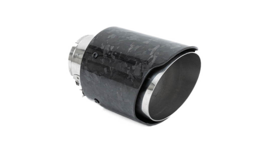 Универсален накрайник за ауспух RACES CARBON 114mm, вход 63.5mm - гланц