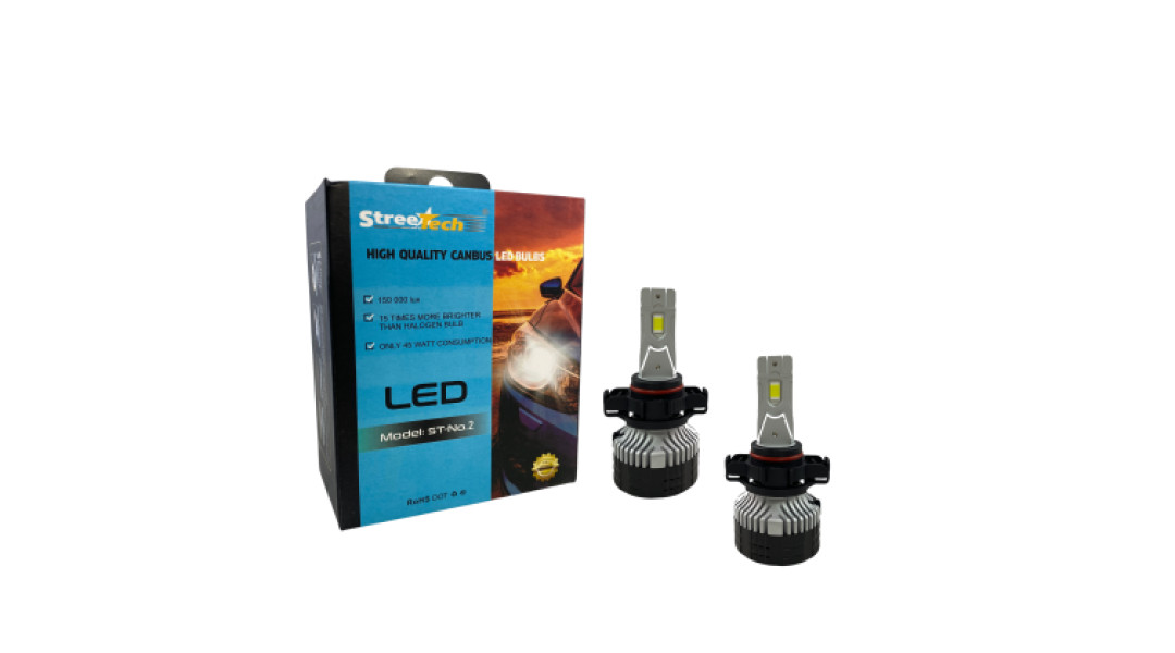 Лед крушки - Led система H16 Streetech модел STN2 за фарове - 150 000 Лукса, 45W - Canbus 6000K - 1500% повече светлина