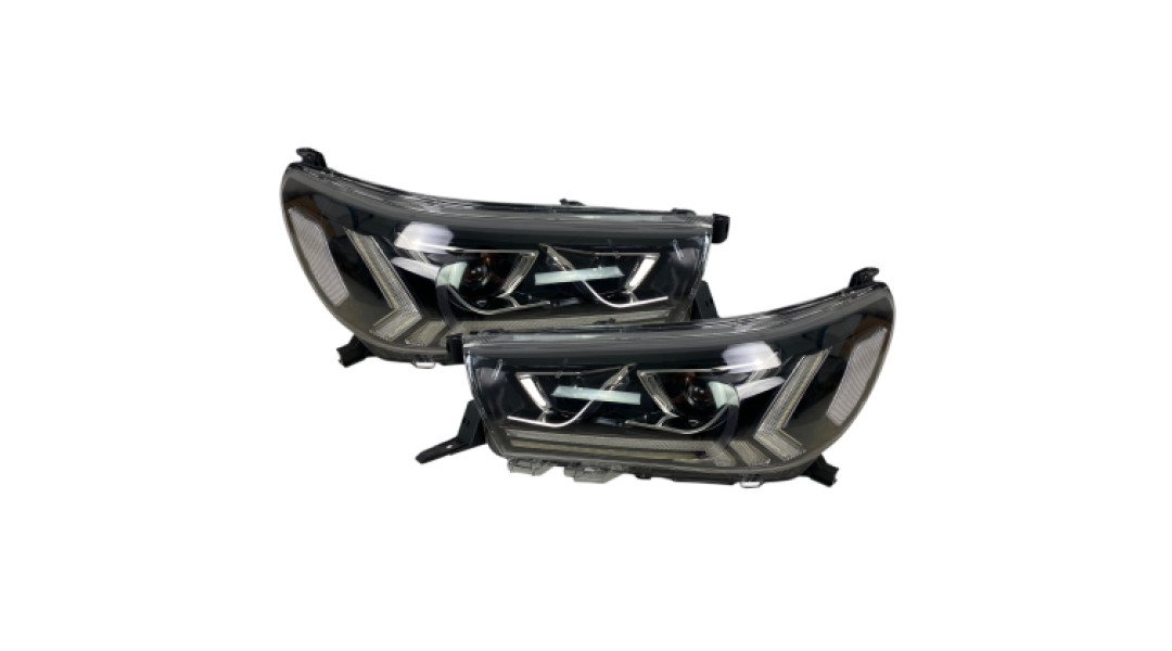 Кристални фарове за Toyota Hilux (2015-2020), led с дневни светлини