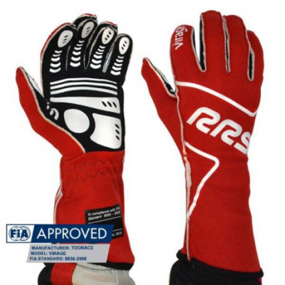 Състезателни ръкавици RRS Virage FIA (външни шевове) червен