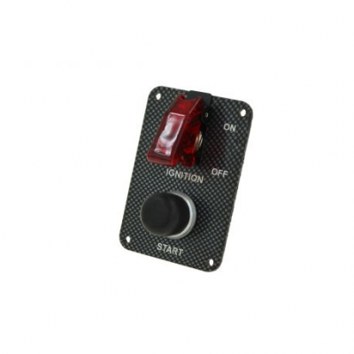 Carbon-style engine start panel with waterproof start button