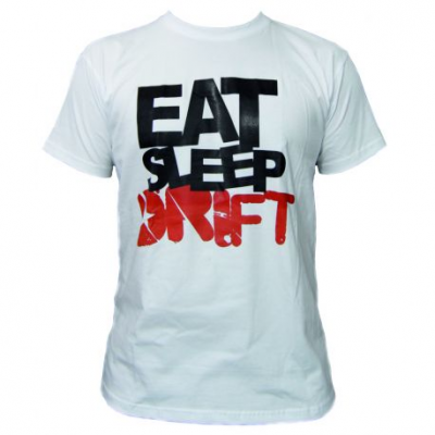 Тениска RACES Eat sleep drift бели