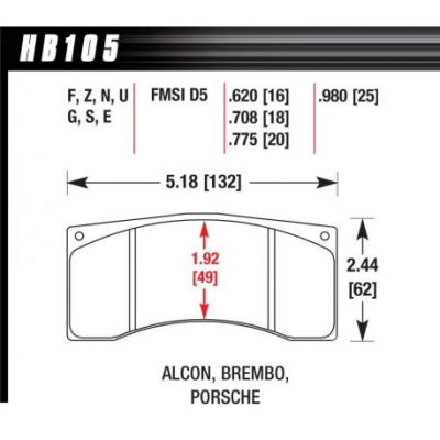 Накладки Hawk HB105W.620, Race, min-max 37°C-650°C