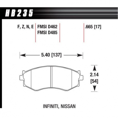 Задни накладки Hawk HB235E.665, Race, min-max 37°C-300°C
