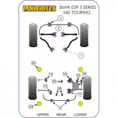 Powerflex Тампон за предна стабилизираща щанга тампон 27mm BMW E39 5 Series 540 Touring