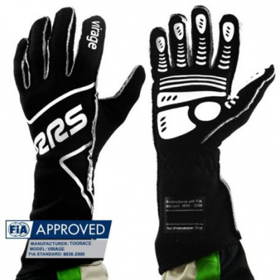 Състезателни ръкавици RRS Virage FIA (външни шевове) черен