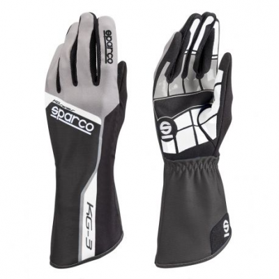 Състезателни ръкавици Sparco Track KG-3 (вътрешни шевове) черен/ сив