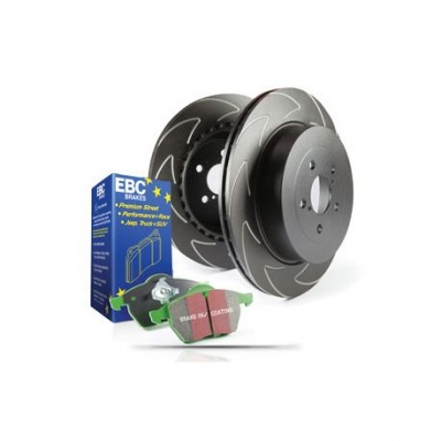 Преден комплект EBC PD16KF064 - Спирачни дискове BSD Grooved + накладки Greenstuff