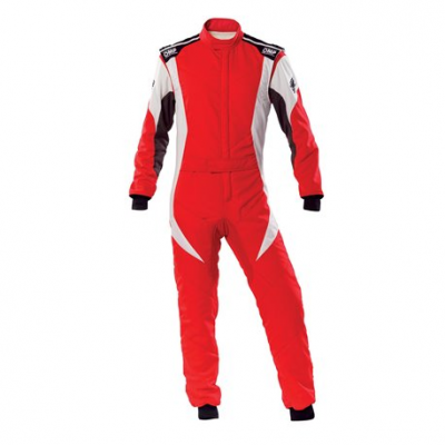 FIA състезателен гащеризон OMP First-EVO червено-бяло