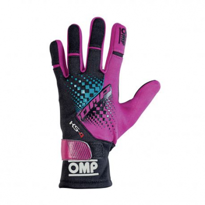 Състезателни ръкавици OMP KS-4 (вътрешни шевове) черно / лилави