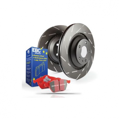 Преден комплект EBC PD07KF209 - Спирачни дискове Ultimax Grooved + накладки Redstuff Ceramic