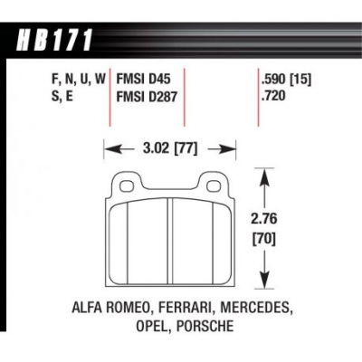 Предни накладки Hawk HB171E.590, Race, min-max 37°C-300°C