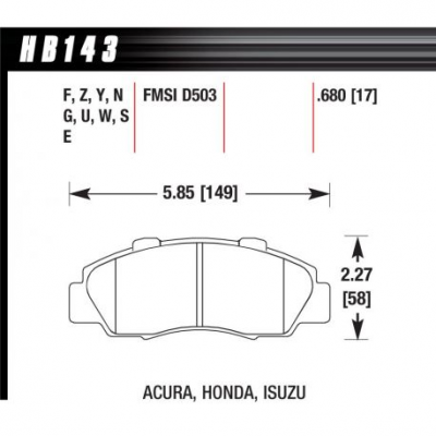 Предни накладки Hawk HB143U.680, Race, min-max 90°C-465°C