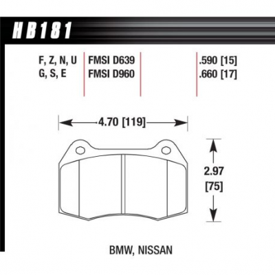 Предни накладки Hawk HB181G.660, Race, min-max 90°C-465°C