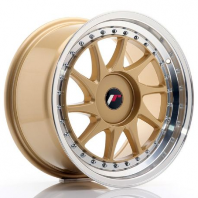 JR Wheels JR26 17x9 ET20-35 BLANK Gold w/Machined Lip