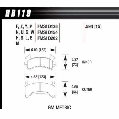 Предни накладки Hawk HB119E.594, Race, min-max 37°C-300°C